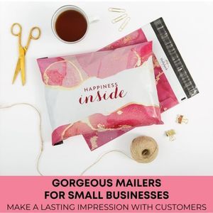 25 pack XXL 14.5x19" pink HAPPINESS INSIDE Self sealing. Waterproof